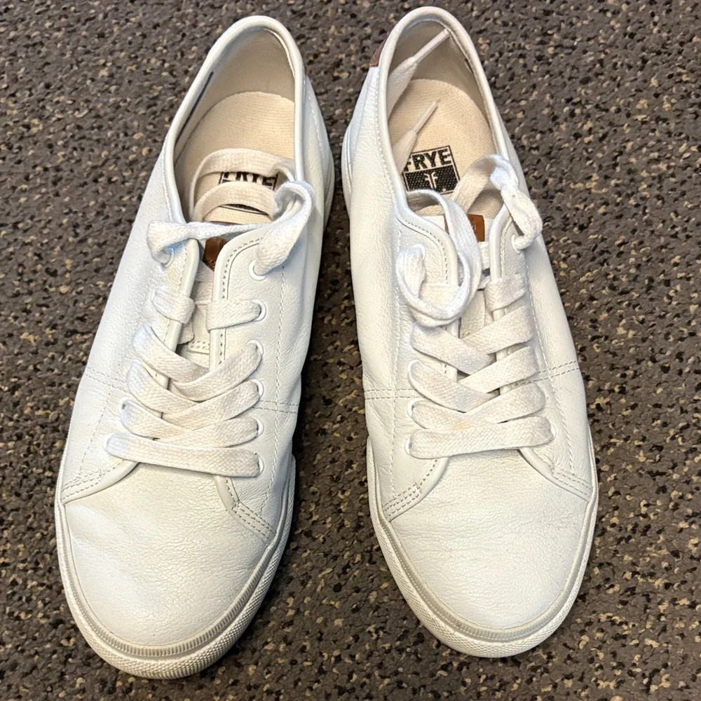 Frye Classic White Leather Sneakers. Worn once - Picture 1 of 6
